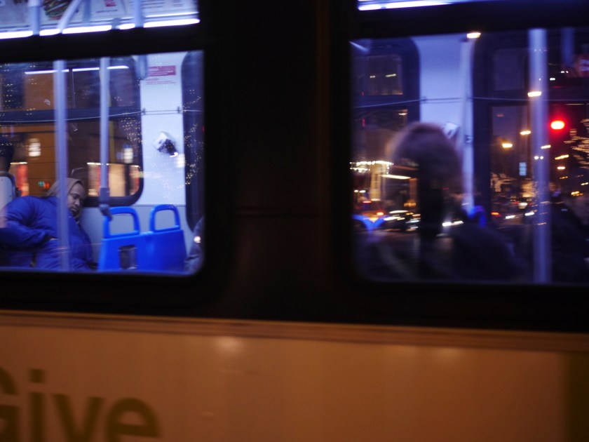 People often spend 10 percent of their day on public transportation. That means there's a lot of life going on as soon as you enter the EL and step foot on a bus or plop into a taxi. Might be a good topic for a while. 